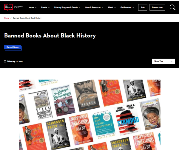 The Pen America website page: Banned Books About Black History.