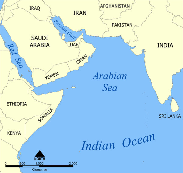 Map of the Middle East, South Asia and Northeast Africa.