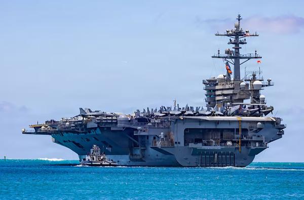 USS Roosevelt, third aircraft carrier sent to the Middle East, October 2026.