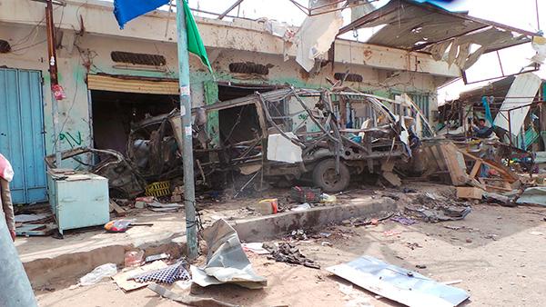 School bus destroyed by Saudi-led airstrike that killed dozens including many children.