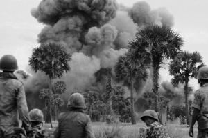 US airstrike of Cambodia near Phnom Penh, 1973.