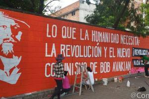 Bogota, Colombia: painting a wall mural.