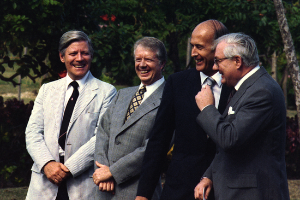 Helmut Schmidt, Jimmy Carter, Valéry Giscard d’Estaing, and James Callaghan at the 1979 Guadeloupe Conference.