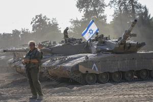 Israeli tanks on border of Gaza, October 20, 2023.