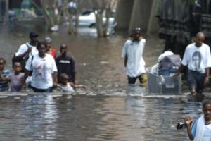 People wading after Hurricane Katrina