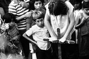 Young girl whose mother was killed by Nicaraguan contras at her mother's burial.