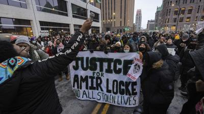 Protest of cop shooting of Amir Locke in Minneapolis.