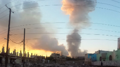 Explosion over a city