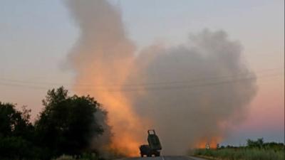 A rocket being fired