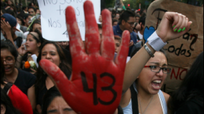 People protest the disappearance of 43 students in Mexico City, October 22, 2014.