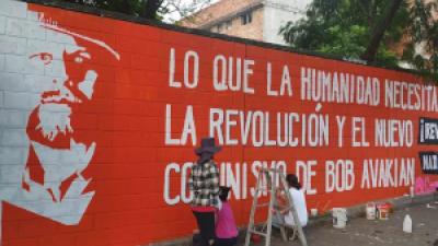 Bogota, Colombia: painting a wall mural.