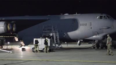 USAF bomber being loaded with nuclear air launched cruise missiles for Ukraine.