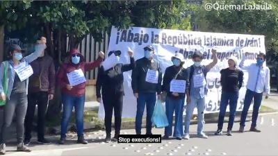 Bogota, Colombia, protest at Iran Embassy, December 25, 2022.