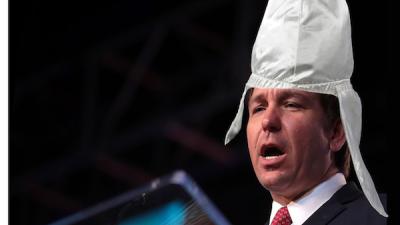 Desantis with KKK hood