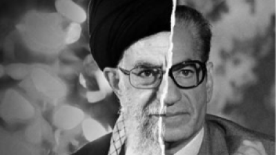 Combined portraits of oppressors: Ayatollah Khamenei, Supreme Leader of Iran; and Mohammad Reza Pahlavi, former Shah of Iran.