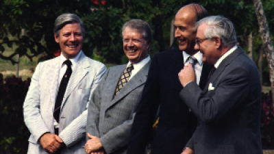 Helmut Schmidt, Jimmy Carter, Valéry Giscard d’Estaing, and James Callaghan at the 1979 Guadeloupe Conference.