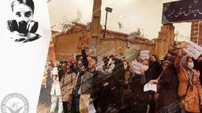 Parents protest the poisoning of Iranian students, mainly girls, March 2023. (Photo: Human Rights Activists in Iran)