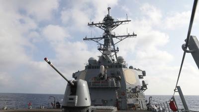 Guided missile destroyer USS Milius in China South Sea.