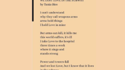 Poem: “We Lost Love in the Subway,” by Tania Bies
