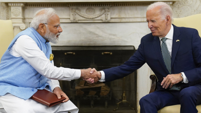 Narendra Modi, the Hindu-fascist prime minister of India, meeting with Biden at the White House, June 22, 2023.