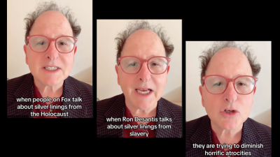 Stuart Rojstaczer, on TikTok, refutes claims by both Ron DeSantis and Fox News about slavery and the Holocaust.