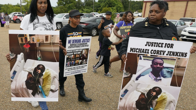 Protest on July 5 of the police torture of Michael Corey Jenkins in Braxton, Mississippi.