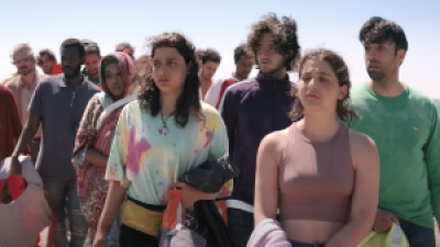 A group of migrants walking