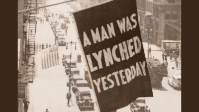 This flag, “A man was lynched yesterday,” flew at NAACP headquarters in New York City in the 1930s, whenever a Black man was lynched.