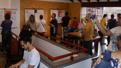 Cali, Colombia: Performance and exposition featuring political prisoners in Iran, September 14, 2023.