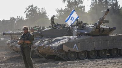 Israeli tanks on border of Gaza, October 20, 2023.