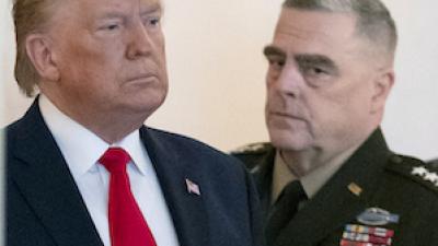 Trump and Milley looking angry