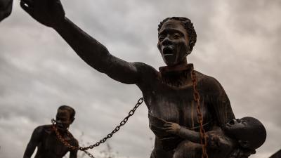 Sculpture by Kwame Akoto Bamfo at the Equal Justice Initiative Legacy Museum, Montgomery, Alabama.