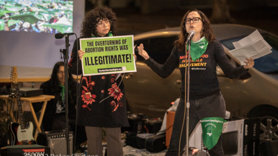 Luna Hernandez (left) and Sunsara Taylor (right) after Roe v. Wade was overturned.