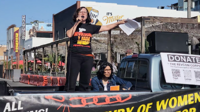 Sunsara Taylor speaking at the International Women’s Day rally in Los Angeles.