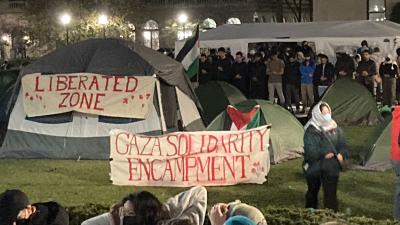 Columbia University students encampment for Palestine, April 15, 2024.