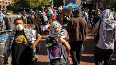 At Columbia University, new students are greeted by pro-Palestinian protest, September 3, 2024.