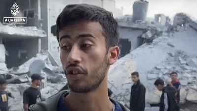 Man looking at destruction in north Gaza