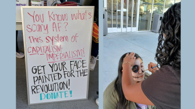Face-painting fundraiser at a community college in Los Angeles.