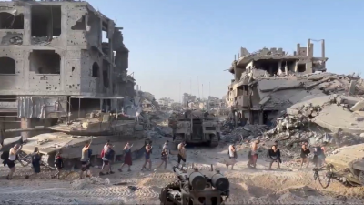 Israeli forces raided a hospital in Gaza, forcing dozens of patients and hundreds of other people to evacuate (screengrab).