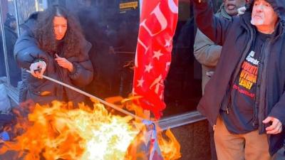 Revcoms deliver a message at Inauguration in Washington