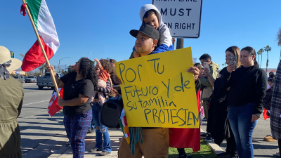 Bakersfield, California protest called by the local Rapid Response Network: “Is it time to put something on the line to stop this?” YES!