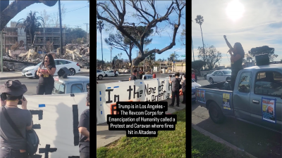 Screengrabs from Revcoms’ protest in Altadena