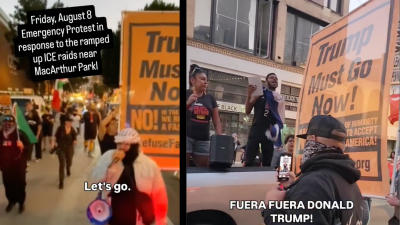 On Friday, August 8, 150 people marched in the streets of Los Angeles from the Home Depot in MacArthur Park, where “Operation Trojan Horse” took place.