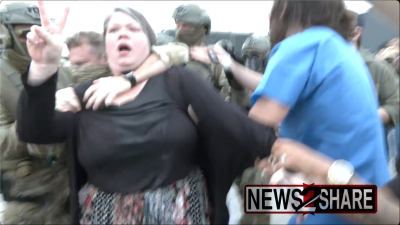 Screengrab from News2Share of protest at ICE center