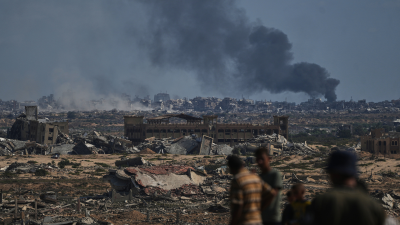 Smoke from Israel airstrike on Gaza City, October 2, 2025