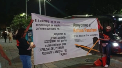 Actions in four cities across Colombia in support of the Call initiated by Refuse Fascism, and open to all, for the Fall of the Trump Fascist Regime starting November 5.