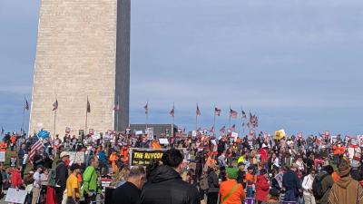 Crowds gather at the Washington Monument for Refuse Fascism November 5.