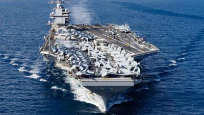 Aircraft carrier USS Gerald R. Ford en route to the Caribbean, October 1, 2025.