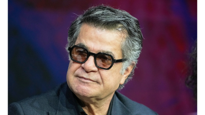Jafar Panahi and movie poster for film
