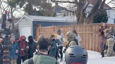 Agents pepperspray protesters of ICE murder, Minneapolis, January 7, 2026.